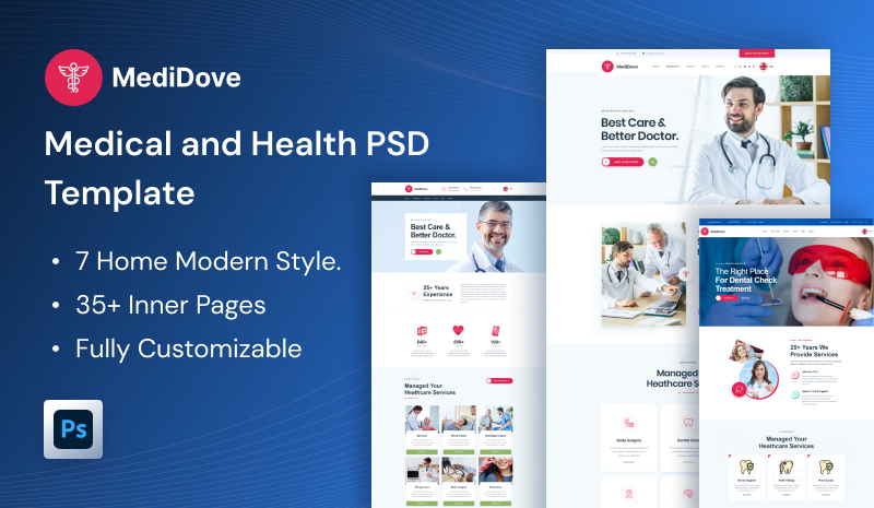 MediDove psd - MediDove - Medical and Health PSD Template