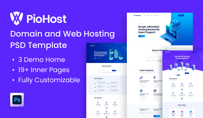 Piohost psd - Piohost - Domain and Web Hosting PSD Template