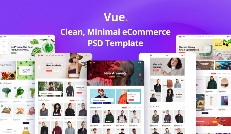 Veu PSD - Vue - Clean, Minimal eCommerce PSD Template