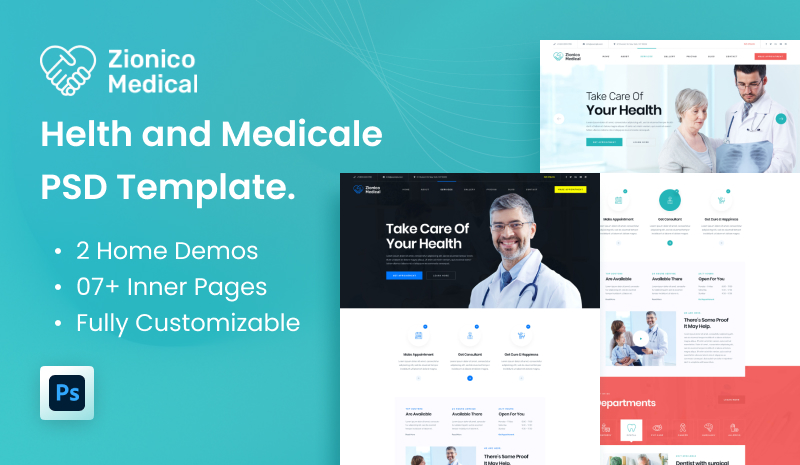 Zionico Medica PSD - Zionico - Health and Medicale PSD Template.