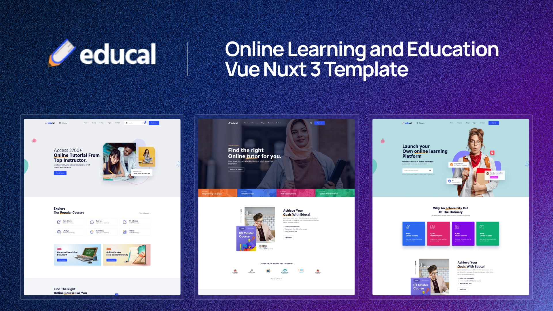 Educal Vue Nuxt 3 - Educal - Online Learning and Education Vue js Template + RTL