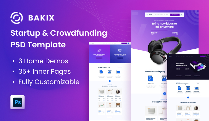 Bakix Psd - Bakix - Startup & Crowdfunding PSD Template