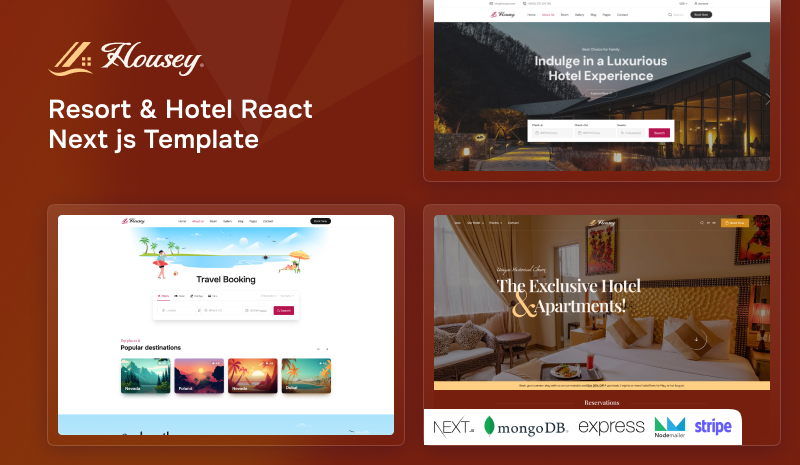 Housey js - Housey - Resort & Hotel React Next js Template