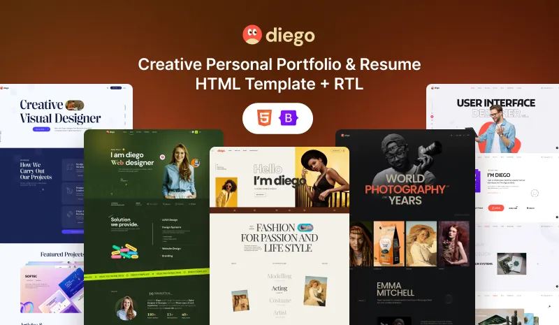 diego html - Diego - Creative Personal Portfolio & Resume HTML Template + RTL