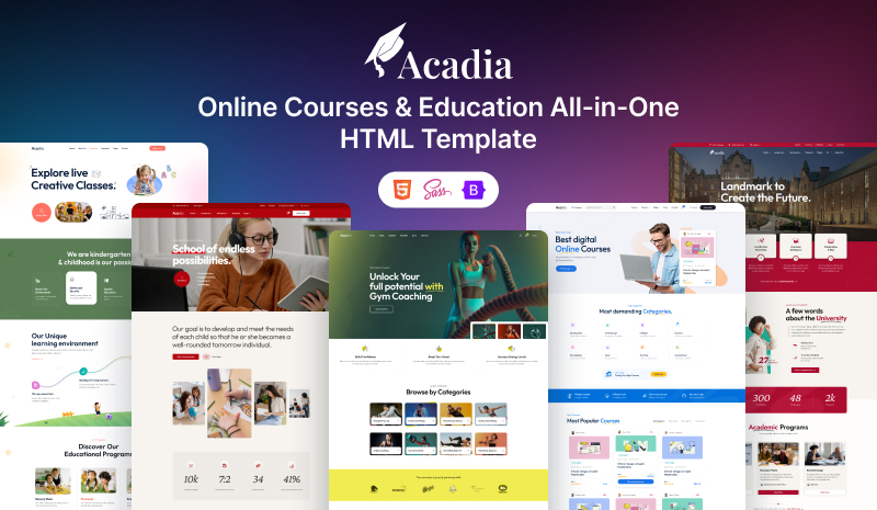 tp market 12 - Acadia - Online Courses & Education Template