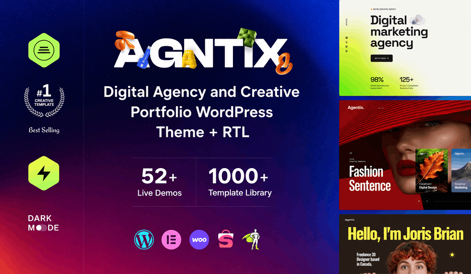 Agntix - Digital Agency & Creative Portfolio WordPress Theme