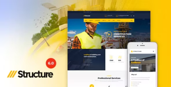 1 Structure Preview. large preview - 9 Best Construction WordPress Theme for Modern Websites