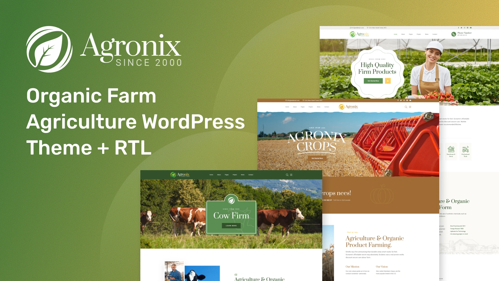 - Agronix - Organic Farm Agriculture WordPress Theme + RTL