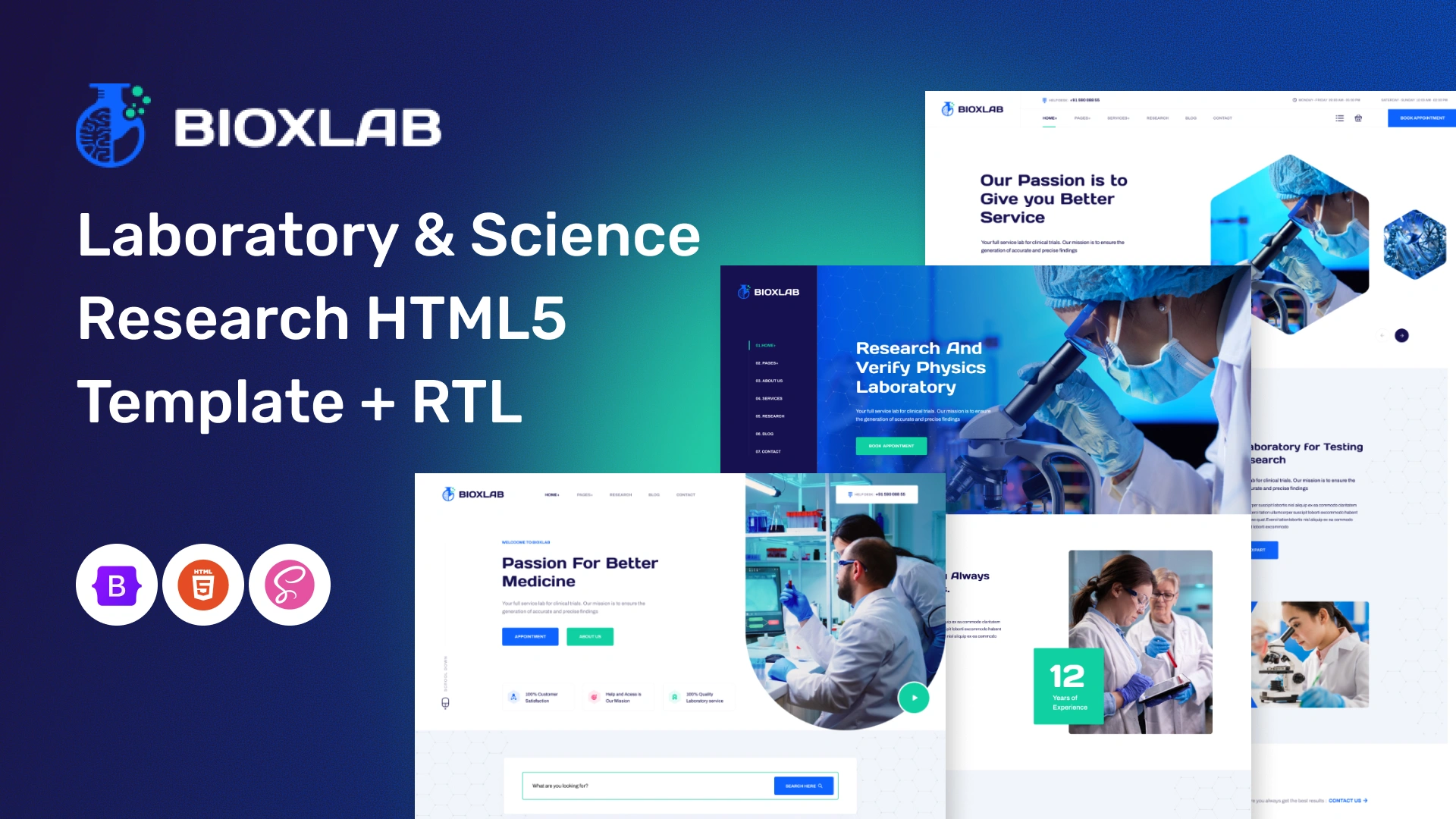 - Bioxlab - Laboratory & Science Research HTML5 Template + RTL