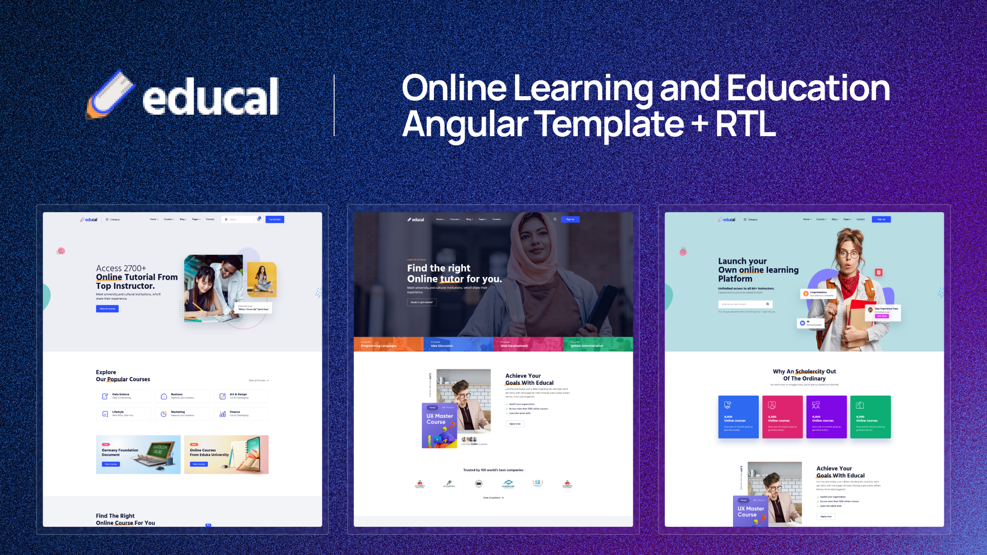 Educal Angular - Educal - Online Learning and Education Angular Template + RTL