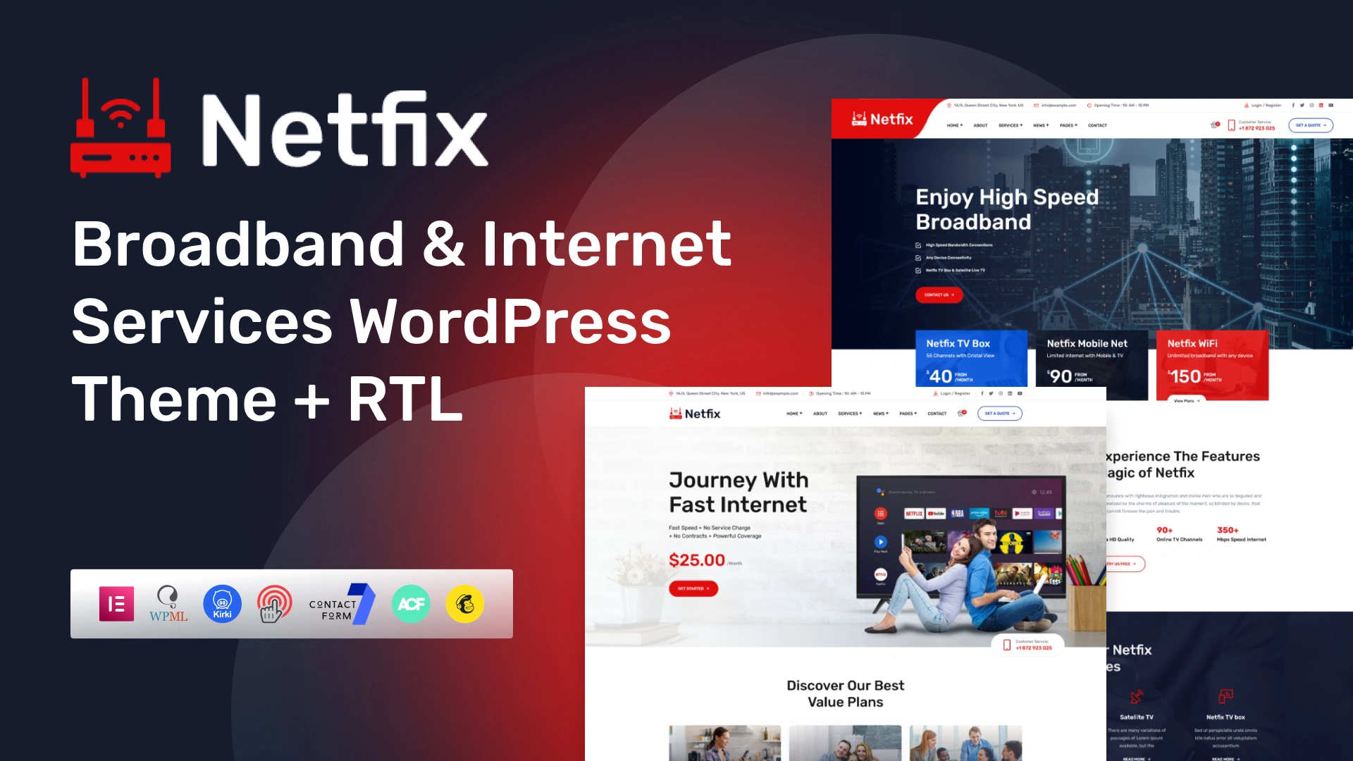 Netfix – Broadband & Internet Services WordPress Theme + RTL