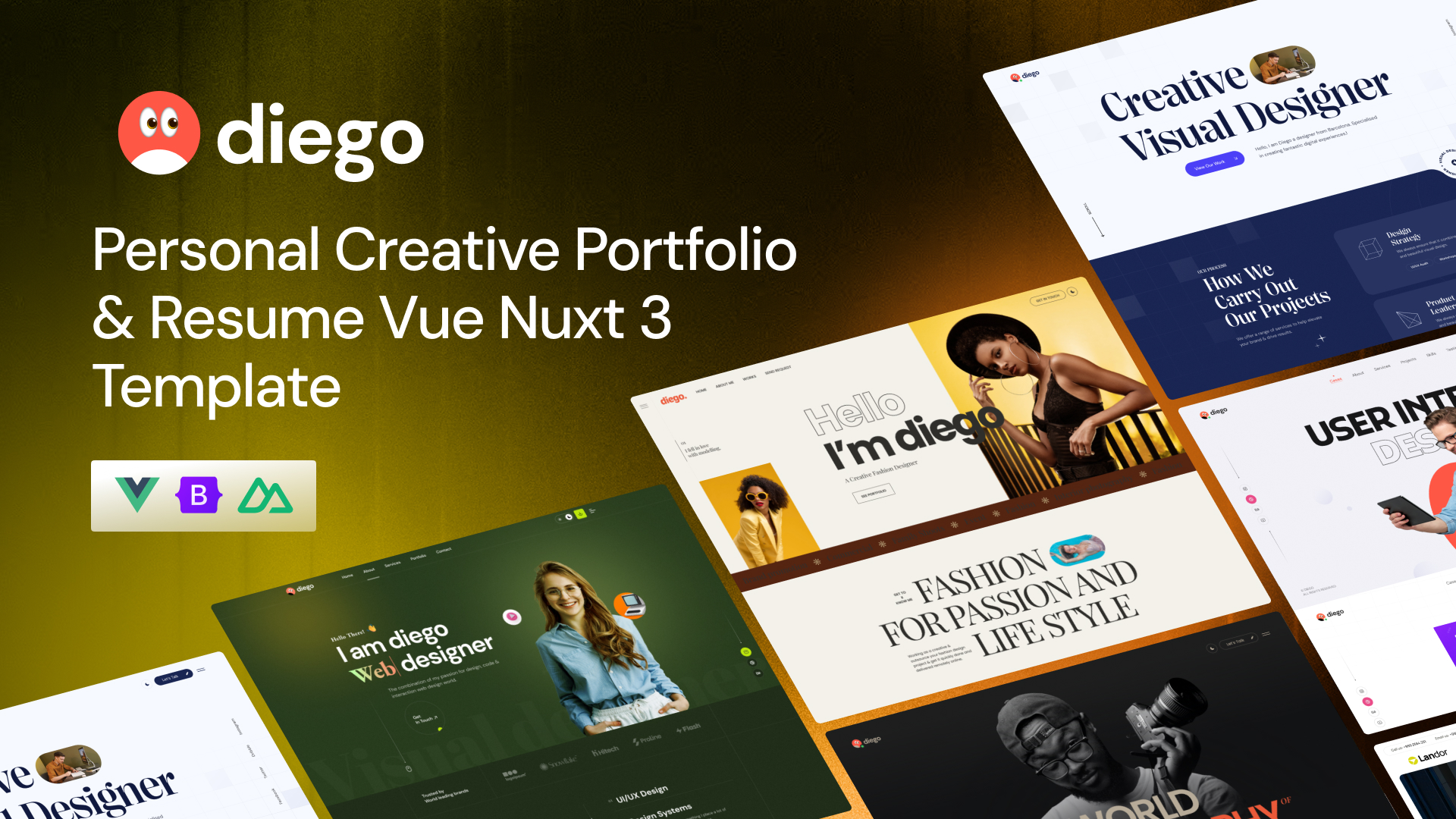 diego Vue Nuxt 3 - Diego - Personal Creative Portfolio & Resume Vue Nuxt 3 Template