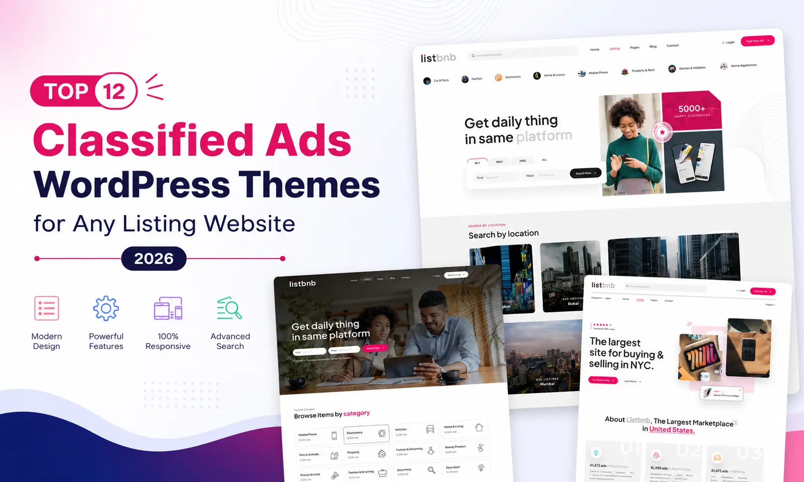 listbnb - Top 12 Classified Ads WordPress Themes for Any Listing Website (2026)