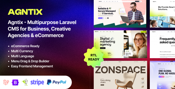 preview - Agntix - Multipurpose Laravel CMS for Business, Portfolio, Creative Agencies & eCommerce